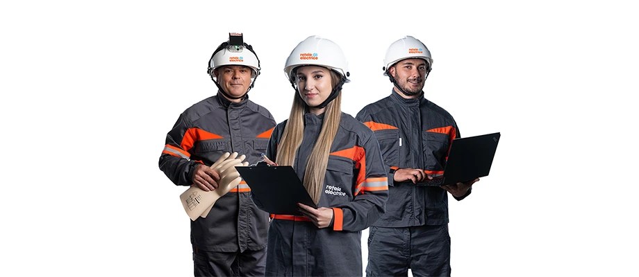 Echipa de specialisti in retele electrice, echipata corespunzator pentru inspectie si mentenanta