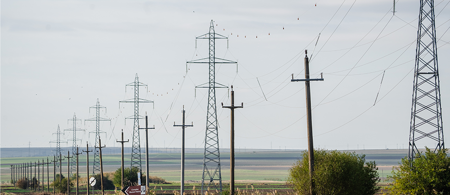 Overhead power lines.