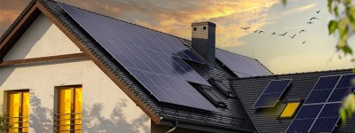 Sistem de panouri solare rezidențiale, care ilustrează producția de energie regenerabilă acasă.